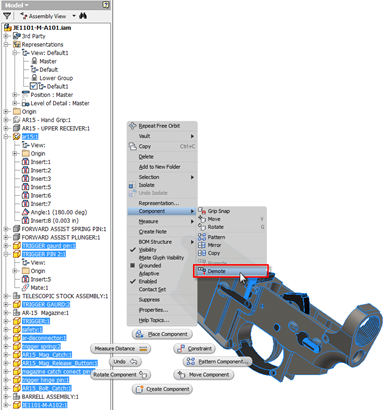 Autodesk Inventor 2012 Demote Tool