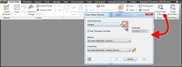 Autodesk Inventor Sheet Metal Defaults and Rules