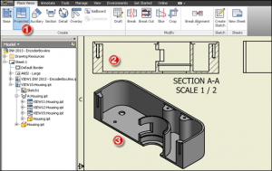 Inventor | Projected Drawing View From Section
