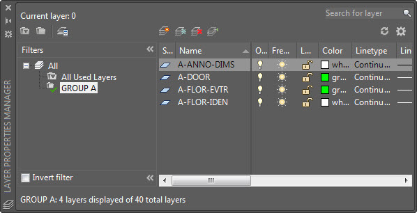 AutoCAD Layer Group Filter Example