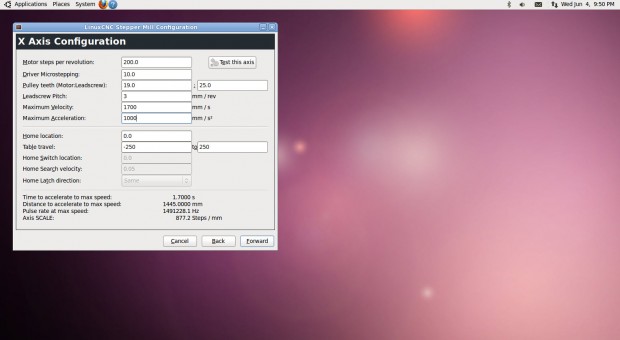 Configuring X Axis in LinuxCNC