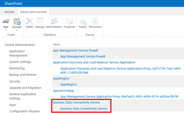 SharePoint Business Data Connectivity Service