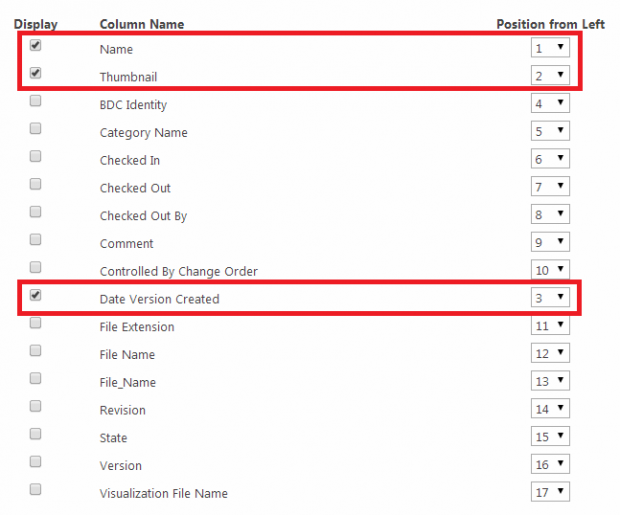 SharePoint Configure Columns