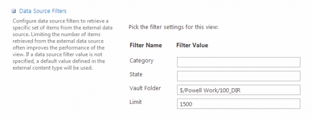 SharePoint Data Source Filters