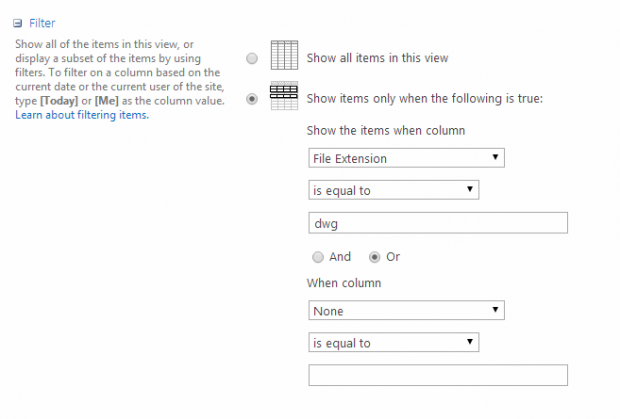 SharePoint Filter Configuration