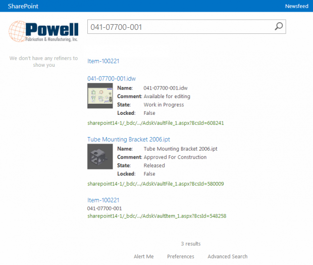 Powell SharePoint Search Results