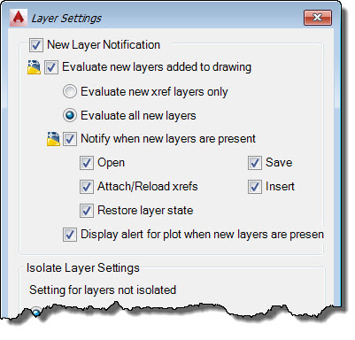 AutoCAD Layer Settings