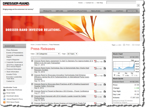 Dresser-Rand Purchased by Siemens AG