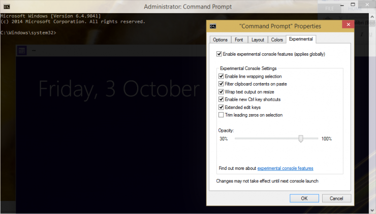 Windows 10 Command Prompt Experimental Settings Windows 10 Command Prompt Experimental Settings