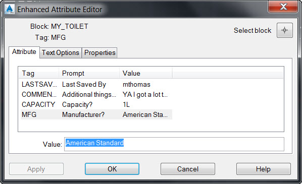 AutoCAD Enhanced Attribute Editor