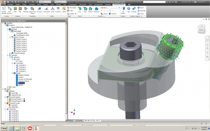 Autodesk Nastran In-CAD Inventor Meshed Model
