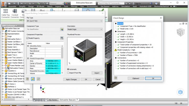 Inventor 2016 R3 IFC Export with Check Design