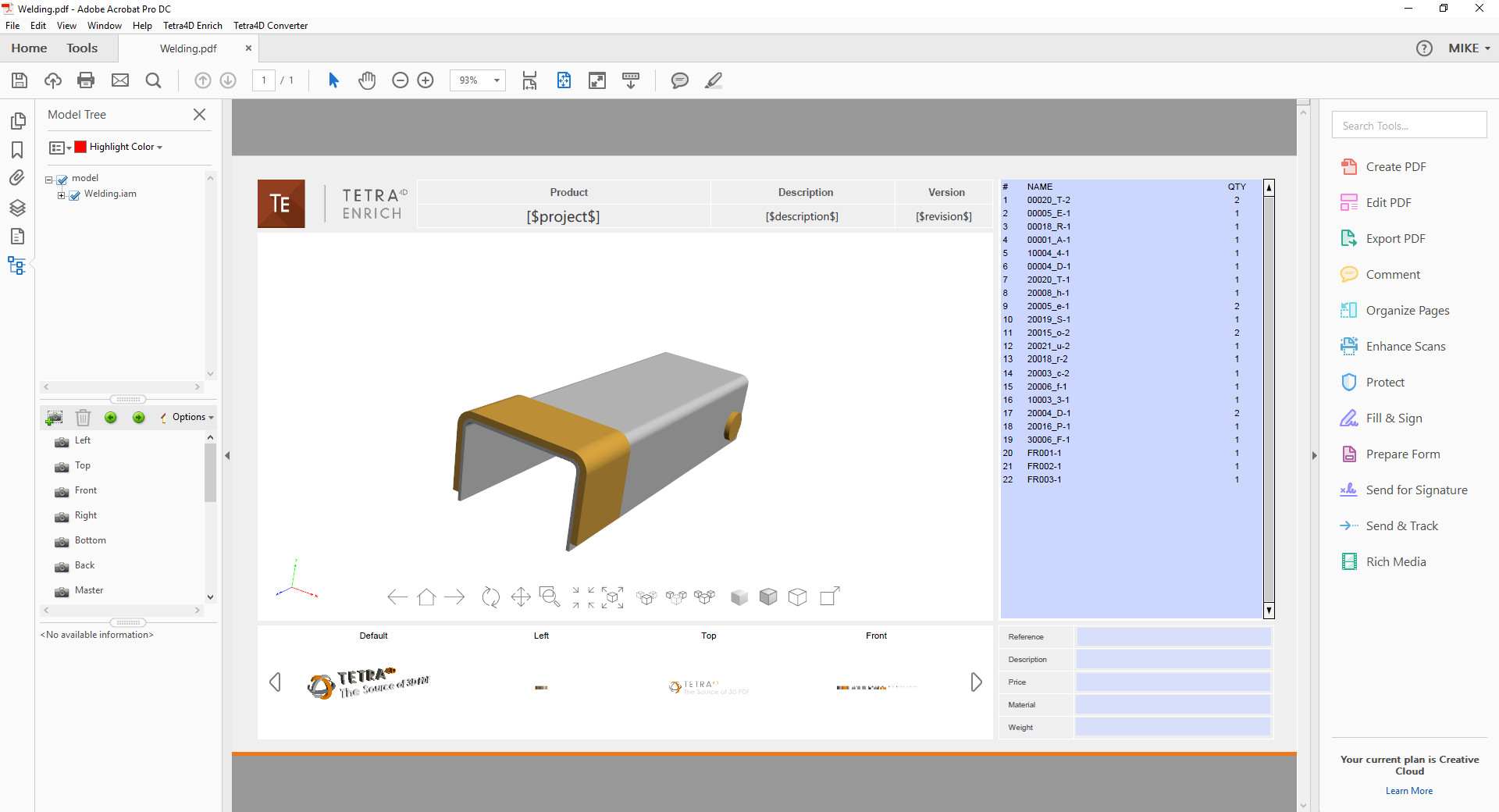 Tetra4D Imported Inventor Model Using Full Template
