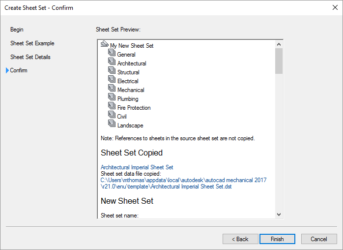 AutoCAD Sheet Set New Confirm