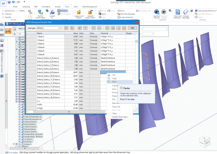 Solid Edge Paste Multiple Formula