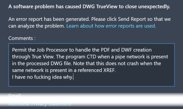 DWG TrueView Crashes While Publishing PDF