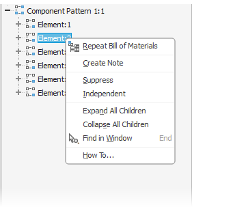 Inventor Pattern Occurrence Right-Click menu