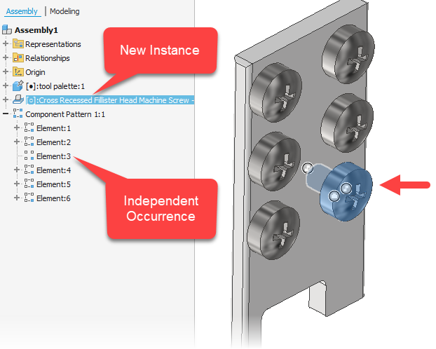 Inventor Assembly Pattern Independent Occurrence