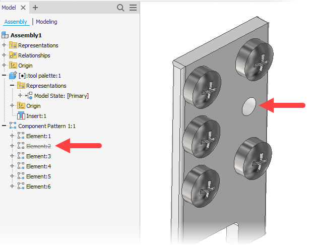 Inventor Assembly Pattern SuppressedOccurrence